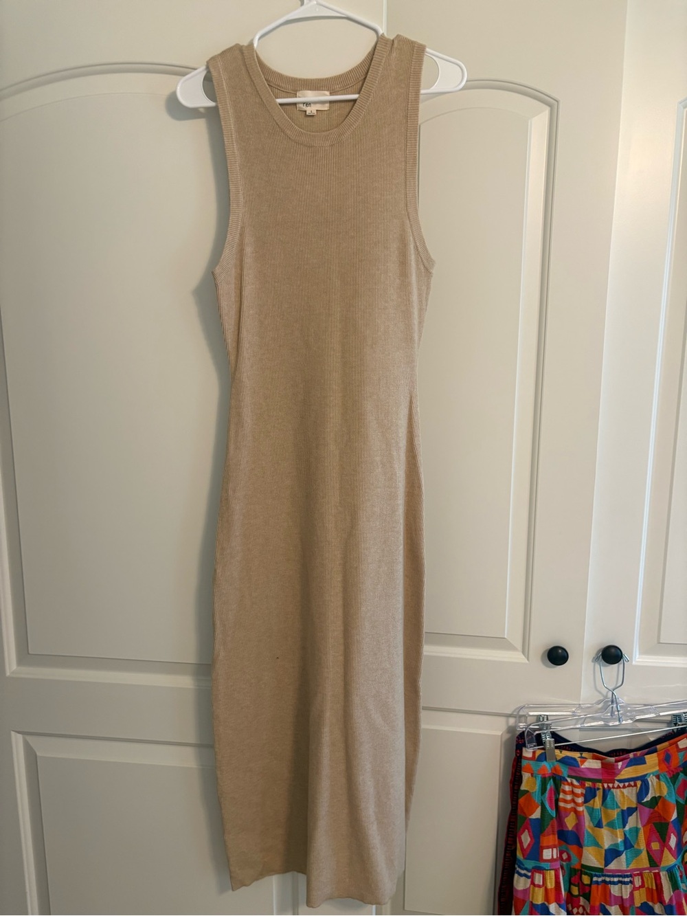 Sleeveless Maxi Knit Dress in Beige
